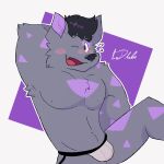  anthro blush blush_lines canid canine canis clothing domestic_dog embarrassed grey hi_res himbo jockstrap male mammal shirtless shirtless_male solo toony underwear 
