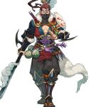  1boy fire_emblem fire_emblem_fates fire_emblem_heroes fox_mask headband highres holding holding_polearm holding_weapon japanese_clothes kunai male_focus mask mask_on_shoulder mouth_mask ninja non-web_source official_alternate_costume official_art one_eye_closed pectoral_cleavage pectorals polearm rope saizo_(fire_emblem) saizo_(ninja)_(fire_emblem) salute scar scar_across_eye shimenawa solo straight-on tabi two-finger_salute v-shaped_eyebrows weapon 