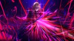  1girl absurdres armor armored_dress artoria_pendragon_(fate) black_armor black_dress blonde_hair braid dark_persona dress ebora excalibur_morgan_(fate) fate/grand_order fate/stay_night fate_(series) french_braid gauntlets highres holding holding_sword holding_weapon looking_at_viewer saber_alter solo sword weapon yellow_eyes 