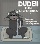  2023 absurd_res anthro black_body black_fur black_nose bovid caprine dialogue digital_drawing_(artwork) digital_media_(artwork) english_text eyes_closed female flat_chested fur goat grey_body grey_fur hi_res hooves horn in_sink looking_pleasured macco_(sleepysheepy17) mammal masturbation navel nipples notched_horn offscreen_character open_mouth pink_tongue shaded sink sleepysheepy17 soft_shading solo spread_legs spreading text tongue unguligrade vaginal vaginal_masturbation water water_jacking wet white_hooves white_text 