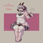  absurd_res anthro blindfold boots bovid breasts caprine clothed clothing cosplay digital_media_(artwork) dubwool female footwear freepancakes fur generation_8_pokemon gloves hair handwear hi_res horn legwear mammal nier_automata nintendo pokemon pokemon_(species) simple_background slightly_chubby solo teeth text thick_thighs thigh_boots thigh_highs wool_(fur) yorha_2p 
