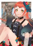  bandaged_arm bandages bare_legs bare_shoulders black_choker black_dress breasts choker dress eyeshadow facing_to_the_side fire_emblem fire_emblem_engage highres looking_at_viewer makeup medium_breasts orange_hair panette_(fire_emblem) red_eyeshadow short_bangs yellow_eyes zqzbq 