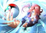  absurdres arm_under_breasts black_jacket black_skirt breasts cleavage cleavage_cutout clothing_cutout formal glasses highres holding holding_poke_ball in-sea jacket large_breasts long_hair long_sleeves lorelei_(pokemon) pantyhose poke_ball poke_ball_(basic) pokemon pokemon_(game) pokemon_lgpe ponytail red_eyes red_hair red_nails skirt solo turtleneck 