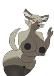  absurd_res aggretsuko big_breasts breasts canid canine eyewear female fur glasses haida&#039;s_mother hi_res huge_breasts hyena lion_granny mammal mature_female nude sanrio simple_background smile solo spotted_hyena 