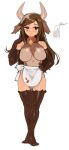  animal_ears animal_humanoid apron bell bell_collar big_breasts blush bottle bovid breasts brown_body brown_eyes brown_fur brown_hair cabrita_(akubon) caprine clothing collar container feet female food_print fruit_print fur goat goat_ears hair hairy_arms hairy_legs hi_res horn horned_humanoid humanoid humanoid_feet humanoid_hands leotard light_body light_skin long_hair looking_at_viewer mammal milk nijocest plant_print plantigrade simple_background solo white_background 