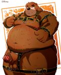  2023 absurd_res anthro balls bear belly big_belly brown_body brown_fur censored fur genitals hi_res humanoid_hands kemono kumajjjj male mammal moobs navel nipples overweight overweight_male penis solo 