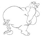  2006 anthro belly bent_over bertha_(kazecat) big_belly big_breasts big_butt bodily_fluids breasts butt butt_in_face common_hippopotamus duo female fur graphite_(artwork) hair hippopotamid huge_butt huge_thighs hyper hyper_butt hyper_thighs kazecat lagomorph larger_female leporid male mammal nipples nude obese obese_anthro obese_female overweight overweight_anthro overweight_female pencil_(artwork) rabbit rapid_(kazecat) size_difference sketch smaller_male sweat thick_thighs traditional_media_(artwork) 