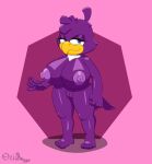  absurd_res anthro avian big_breasts big_nipples blue_eyes breasts fan_character feathers feet female fist genitals hi_res huge_breasts huge_nipples mature_female nipples ori-doggo plump_labia puffy_nipples purple_body pussy sega smile smiling_at_viewer solo solo_focus sonic_the_hedgehog_(series) tail_feathers thick_thighs 