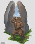  2023 abs absurd_res anthro biceps biped black_nose brown_body brown_fur buckovskiart crotch_tuft digital_media_(artwork) fur grass hi_res male mammal muscular muscular_anthro muscular_male muscular_thighs mustelid nude open_mouth open_smile outside pecs plant quads smile solo standing tail teeth thick_thighs tongue tuft vein veiny_muscles were weremustelid wereotter wet whiskers 