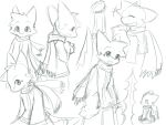  4:3 anthro cheek_tuft clothed clothing facial_tuft glistening glistening_eyes kuttoyaki male monochrome open_mouth scarf simple_background sketch_page solo species_request topwear tuft 