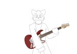  absurd_res anthro guitar hi_res line_art male monochrome musical_instrument plucked_string_instrument simple_background sketch solo string_instrument 