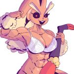  &gt;:) 2023 3_toes 5_fingers abs abuse ambiguous_gender anthro bra brown_body brown_ears brown_fur cinderace clothed clothing dominant dominant_female duo feet female female/ambiguous fingers fluffy_ears fur generation_4_pokemon generation_8_pokemon hand_on_leg hi_res larger_female long_ears looking_at_viewer lopunny muscular muscular_anthro muscular_female nintendo open_mouth partially_clothed pokemon pokemon_(species) red_body red_eyes red_fur renita_reed simple_background size_difference teeth toes underwear white_background white_bra white_clothing white_underwear 