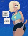  absurd_res adventure_time anthro blonde_hair breasts bronwyn brown_body brown_fur canid canine canis cartoon_network clothed clothing domestic_dog female fur hair hi_res horn jxzuke mammal night short_tail simple_background sketch solo spanish_text tail text 