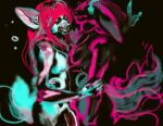  absurd_res ambiguous_species big_ears digital_media_(artwork) digital_painting_(artwork) executableabby hair hi_res nervous pinned pinned_to_wall questionable_consent red_hair simple_background tail tail_motion tailwag 