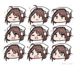  ahoge angry braid braided_hair_rings brown_hair chougei_(kancolle) closed_eyes crying curse_(023) expressions grey_eyes hair_ornament hair_rings head_only kantai_collection long_hair smile twin_braids whale_hair_ornament 