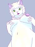  aclauir_blovelt anthro areola awarz big_breasts breasts erect_nipples felid feline female green_eyes hand_on_breast hi_res lilac_nose lips looking_at_viewer mammal nipples nude purple_lips purple_nipples simple_background small_hips solo 