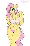  absurd_res anthro anthrofied breasts cleavage clothed clothing dandy_(artist) equid equine feathers female fluttershy_(mlp) friendship_is_magic hair hasbro hi_res mammal my_little_pony nipples panties pegasus pink_hair side-tie_panties solo translucent translucent_clothing underwear wings yellow_body yellow_feathers 