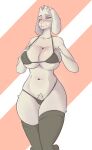  belly big_breasts bikini breasts clothed clothing female foggypear hi_res horn humanoid legwear partially_clothed pubes solo solo_focus swimwear thigh_highs thong toriel undertale_(series) underwear 