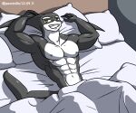  abs absurd_res alkan anthro bed bedding bedroom big_pecs black_body bottomwear cetacean clothed clothing dolphin dovel furniture hi_res invalid_tag male mammal marine multicolored_body muscular muscular_anthro muscular_male navel nipples nude oceanic_dolphin orca pecs solo toothed_whale topless two_tone_body white_body yellow_eyes 