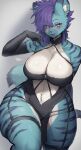  anthro big_breasts blush breasts clothed clothing female fur hair hi_res mammal simple_background smile solo suurin_2 
