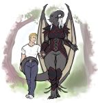  anthro b-man beelzebub_(jasonvuk666) dragon duo female hand_holding human male male/female mammal married_couple plant shysiren story story_at_source story_in_description tree 