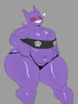  anthro belly big_breasts big_butt blush breasts butt clothing curvy_figure dagothurfanclub digital_media_(artwork) female generation_1_pokemon gengar gigi_(dagothurfanclub) hair hi_res looking_at_viewer mammal navel nintendo overweight overweight_anthro overweight_female panties pokemon pokemon_(species) purple_body red_eyes shirt simple_background solo spirit tight_clothing topwear underwear 