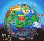  absurdres cityscape commentary daydream_stream desert english_commentary globe highres mario_(series) mario_kart mario_kart:_double_dash!! no_humans ocean outdoors rainbow_road road yoshi 