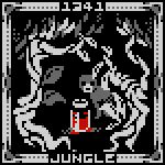  16-bit 1:1 all_fours ambiguous_gender black_background border container digital_media_(artwork) english_text feral forest glass glass_container glass_jar grey_border grey_text jar jungle leaf mammal number partially_colored pixel_(artwork) plant primate restricted_palette scp-1341 scp-1341-2 scp_foundation simple_background snarferman solo text tree vines 