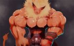  abs ambiguous_fluids anthro anthrok balls bandai_namco biceps big_muscles bodily bodily_fluids cum digimon digimon_(species) erection genital_fluids genitals hatake holidays huge_muscles humanoid_genitalia humanoid_penis hyper hyper_muscles leomon male muscular muscular_anthro muscular_male nipples nude pecs penis solo tongue 