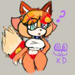  anthro bell big_breasts blue_eyes breasts brown_body brown_fur choker clothing dipstick_tail fan_character female fur grey_background heterochromia hi_res jewelry looking_back markings mawstrife navel necklace open_mouth orange_body orange_fur panties purple_eyes question_mark red_clothing red_panties red_underwear sega simple_background solo sonic_the_hedgehog_(series) tail tail_markings tan_body tan_fur thick_thighs topwear underwear white_body white_clothing white_fur white_topwear wide_hips 