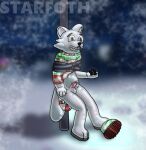  arctic_fox bdsm bondage boots bound candy candy_cane canid canine clothing dessert food footwear fox mammal pole public rubber rubber_boots rubber_clothing rubber_suit slave snow snowing sounding_rod star_art_hd tape urethral 