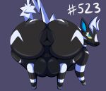  absurd_res anus balls big_balls big_butt butt equid equine equine_anus feral generation_5_pokemon genitals hi_res horse looking_at_viewer looking_back male mammal nintendo pokemon pokemon_(species) solo tepigfan101 zebstrika 