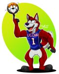  2017 anthro ball_transformation basketball_uniform canid canine canis clothing duo eyewear fox glasses hi_res m.mcallister88 male mammal nervous red_fox shirt signature simple_background smile smirk spinning_ball sportswear toony topwear uniform unknown_character vermyfox_(character) wolf 