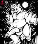  absurd_res black_and_white canid canine canis feral forest genitals halloween hi_res holidays mammal monochrome moon nsfw october penis plant tree were werecanid werecanine weretober werewolf wolf 
