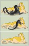  absurd_res belly big_belly cmitchell comic digestion dragon duo feral fur grey_body grey_fur hi_res male sergal vore yellow_body yellow_fur 