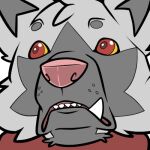  1:1 2023 aztep_(azzyyeen) aztepyeen clothing digital_drawing_(artwork) digital_media_(artwork) fangs flat_colors fur generation_3_pokemon grey_body grey_ears grey_fur icon low_res multicolored_body multicolored_ears multicolored_fur nintendo pink_nose pokemon pokemon_(species) poochyena red_clothing red_eyes teeth two_tone_body two_tone_ears two_tone_fur yellow_sclera 