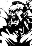  1boy angry clenched_hand greyscale juaag_acgy looking_afar mohawk monochrome muscular muscular_male saliva zangief 