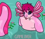 after_transformation amphibian anthro axolotl biped dripping fin game_over gameplay_mechanics goo_creature low_res male marine mole_salamander partially_submerged puppetmaster13u salamander_(amphibian) solo species_transformation transformation water 