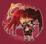 bodysuit breasts brown_hair couple gloves guilty_gear guilty_gear_strive halo happy highres holding husband_and_wife jack-o&#039;_valentine kana-de red_hair sol_badguy 
