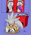  5_toes absurd_res anthro biped bound feet foot_fetish foot_focus foot_play hi_res humanoid_feet male plantigrade sega silver_the_hedgehog skoufidios soles solo sonic_the_hedgehog_(series) tickle_torture tickling tickling_feet toes 
