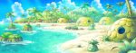  artist_request beach blue_sky cloud coconut coconut_tree commentary day door english_commentary fushigi_no_dungeon game_cg grass house light_rays no_humans ocean official_art outdoors palm_tree pokemon pokemon_(game) pokemon_mystery_dungeon round_window sand scenery sky sunlight third-party_source tree water wide_shot window 