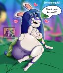  3_toes absurd_res allegra_(mario_plus_rabbids) anthro anus bare_shoulders barefoot big_breasts blue_eyes blue_hair bodily_fluids breasts butt butt_grab cleavage clothed clothing dripping feet female female/female genital_fluids genitals hair hand_on_butt hi_res hindpaw lagomorph looking_back mammal paws pussy pussy_juice pussy_juice_drip rabbid raving_rabbids rayman_(series) solo toes ubisoft venomsquid 