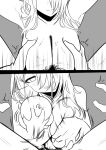  1boy 1girl blush breasts breasts_squeezed_together ceres_fauna cum ejaculation hetero highres hololive hololive_english large_breasts long_hair monochrome nipples paizuri penis projectile_cum redi_(rasec_asdjh) stray_pubic_hair uncensored virtual_youtuber 