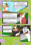 absurd_res anthro backpack bubble_speech canid canine city city_background clothing comic fennec fox green_campus_university heterochromia hi_res male mammal mokamoshi phone phone_screen plant simple_background solo solo_focus text tree 