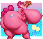  2023 anthro areola big_breasts big_butt blue_eyes breasts burger butt cake cutie_mark daiidalus dessert earth_pony equid equine female food friendship_is_magic fries hair hasbro hi_res holding_plate horse huge_breasts huge_butt huge_thighs hyper hyper_breasts hyper_butt looking_at_viewer mammal my_little_pony nipples nude one_eye_closed open_mouth pancake pink_areola pink_body pink_hair pink_nipples pinkie_pie_(mlp) plate pony side_boob solo thick_thighs 