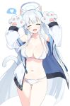  animal_hands blue_archive breasts cat_paws gloves highres large_breasts long_hair meunhongcha paw_gloves white_hair 