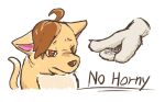  brown_hair canid canine chimera felid fur gesture hair hi_res himo himo_peter0409 khaki_fur male mammal meme no_horny orange_eyes pointing pointing_at_another sad simple_background solo text white_body white_fur 