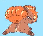  absurd_res anus brown_body brown_eyes butt female feral generation_1_pokemon genitals hi_res looking_at_viewer naughty_face nintendo open_mouth plump_labia pokemon pokemon_(species) pussy raised_tail simple_background solo spread_legs spreading tail toastyryce tongue tongue_out vulpix 