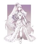  1girl alternate_costume bouquet bride dress earrings eili_enie fire_emblem fire_emblem:_genealogy_of_the_holy_war flower hair_flower hair_ornament highres holding holding_bouquet inktober ishtar_(fire_emblem) jewelry long_hair necklace solo very_long_hair 