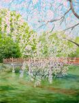 artist_name blue_sky branch cherry_blossoms day highres naoy_watercolor no_humans original painting_(medium) pond scenery shadow signature sky traditional_media tree tree_shade water watercolor_(medium) 